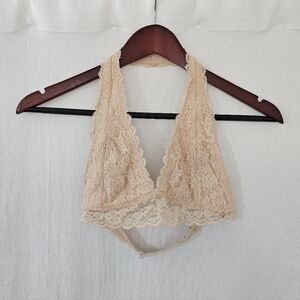 Gilly Hicks Halter Neck Lace Bralette in Orange-Beige Women’s Size XS